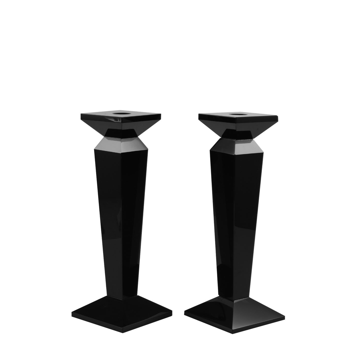 Pair of 11” Sleek Solid Crystal Candlesticks