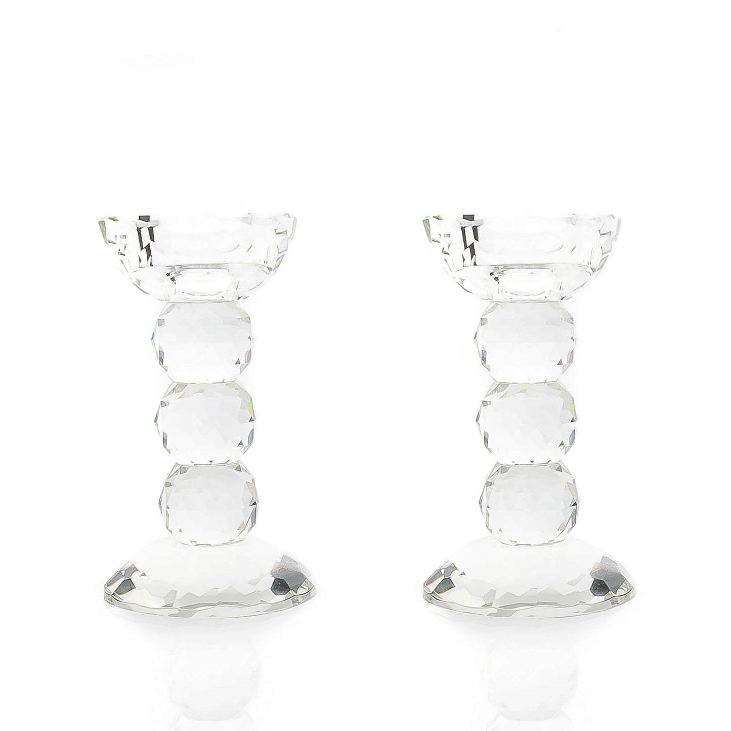 Pair of 6" Crystal Ball Candlesticks