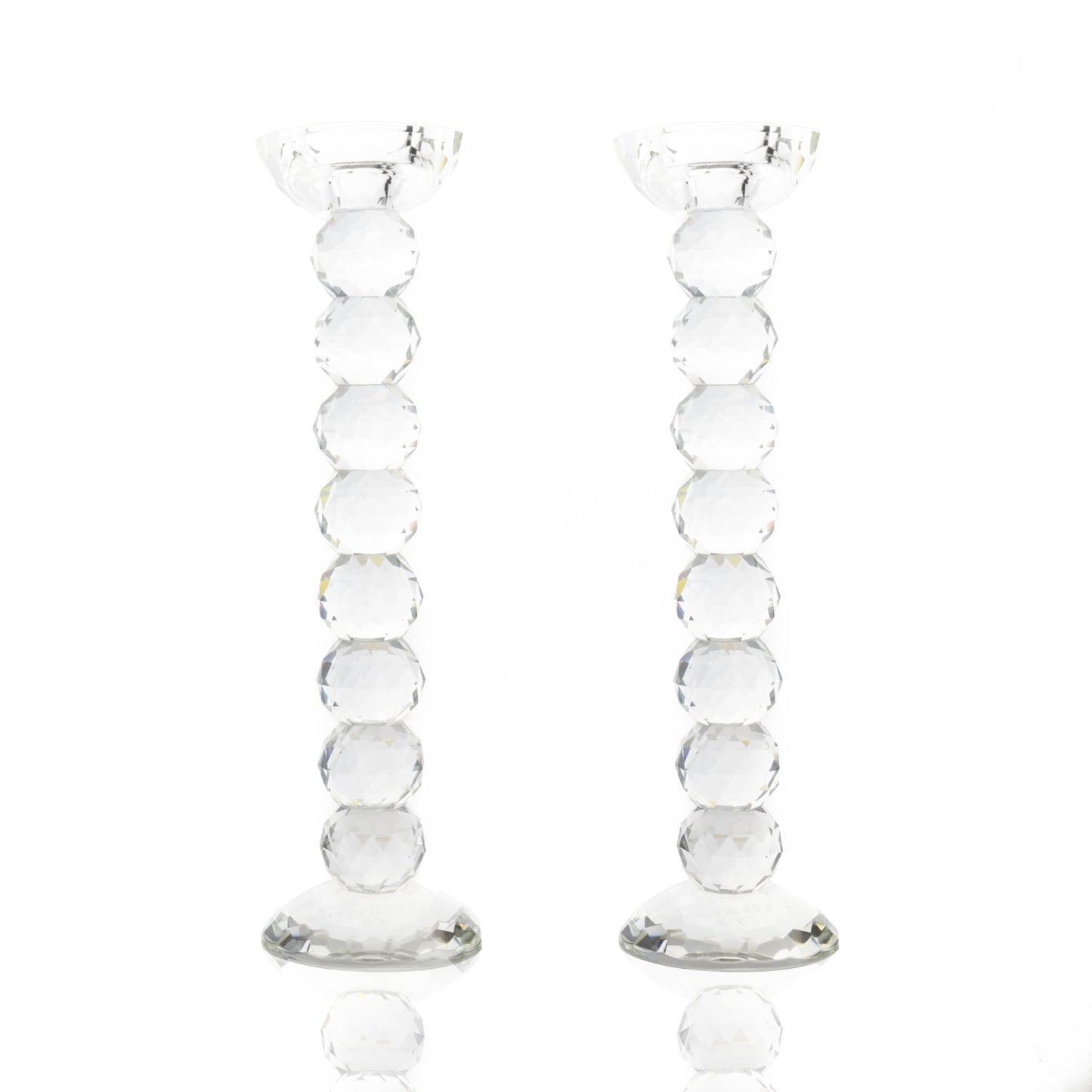 Pair of 12" Crystal Ball Candlesticks