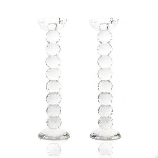 Pair of 12" Crystal Ball Candlesticks