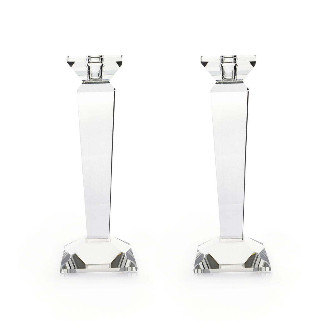 Pair of 11” Sleek Solid Crystal Candlesticks
