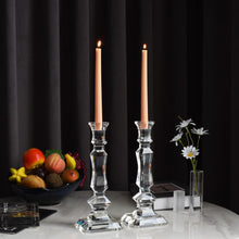 Load image into Gallery viewer, Pair of 12” Heirloom Crystal Candlesticks

