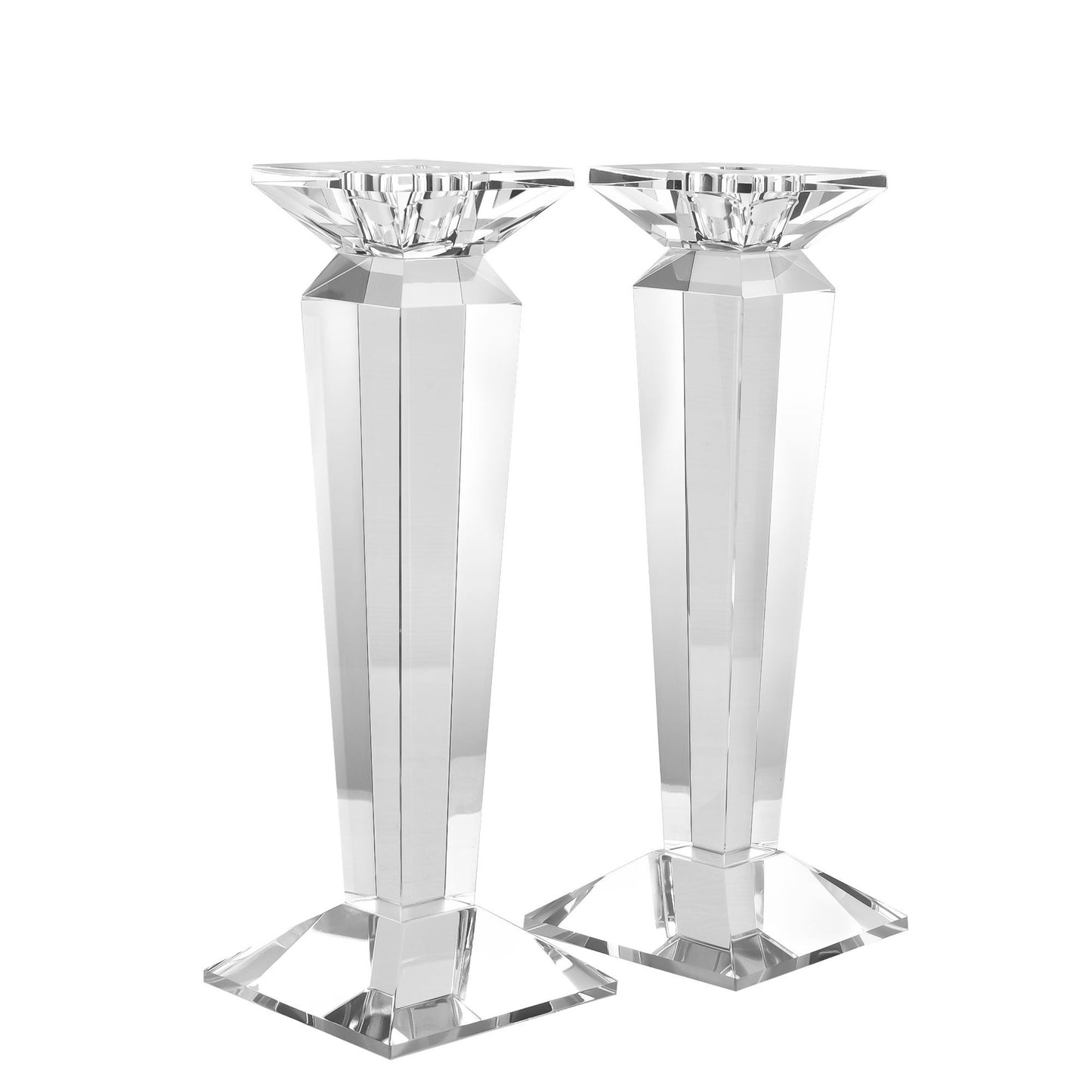 Pair of 11” Sleek Solid Crystal Candlesticks