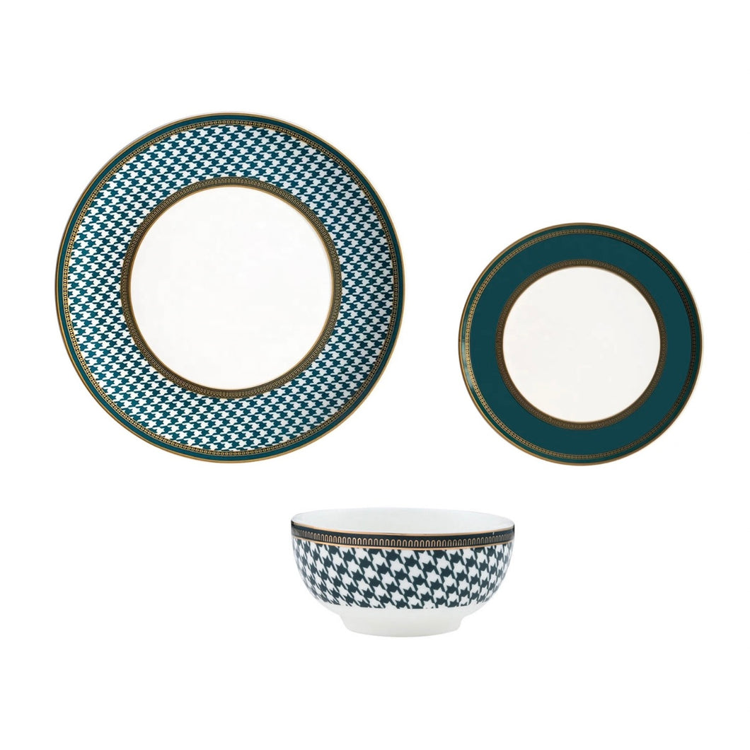 PRE ORDER Hunter Houndstooth China Dish Set Service for 4