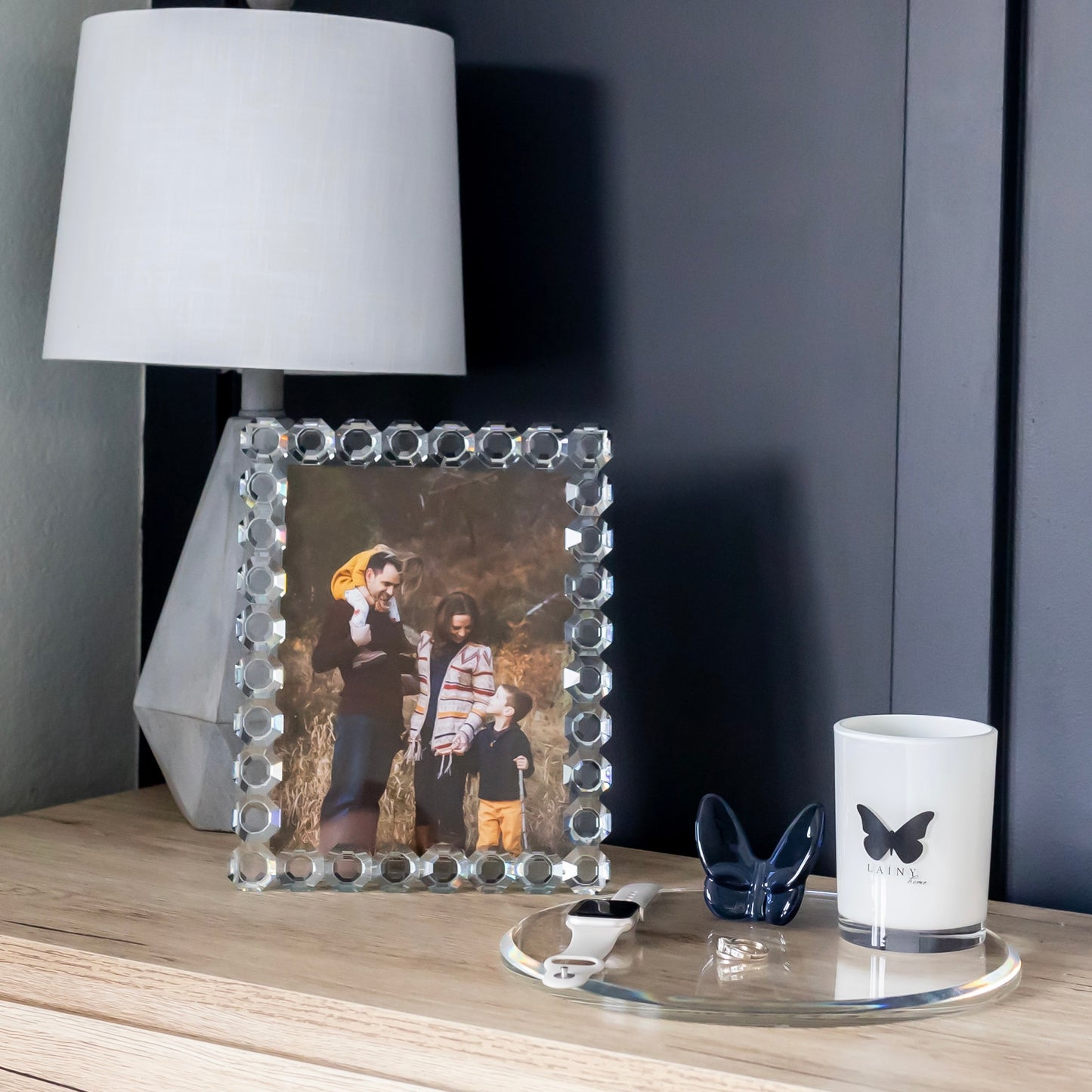 Modern Round Crystal Tray in Clear